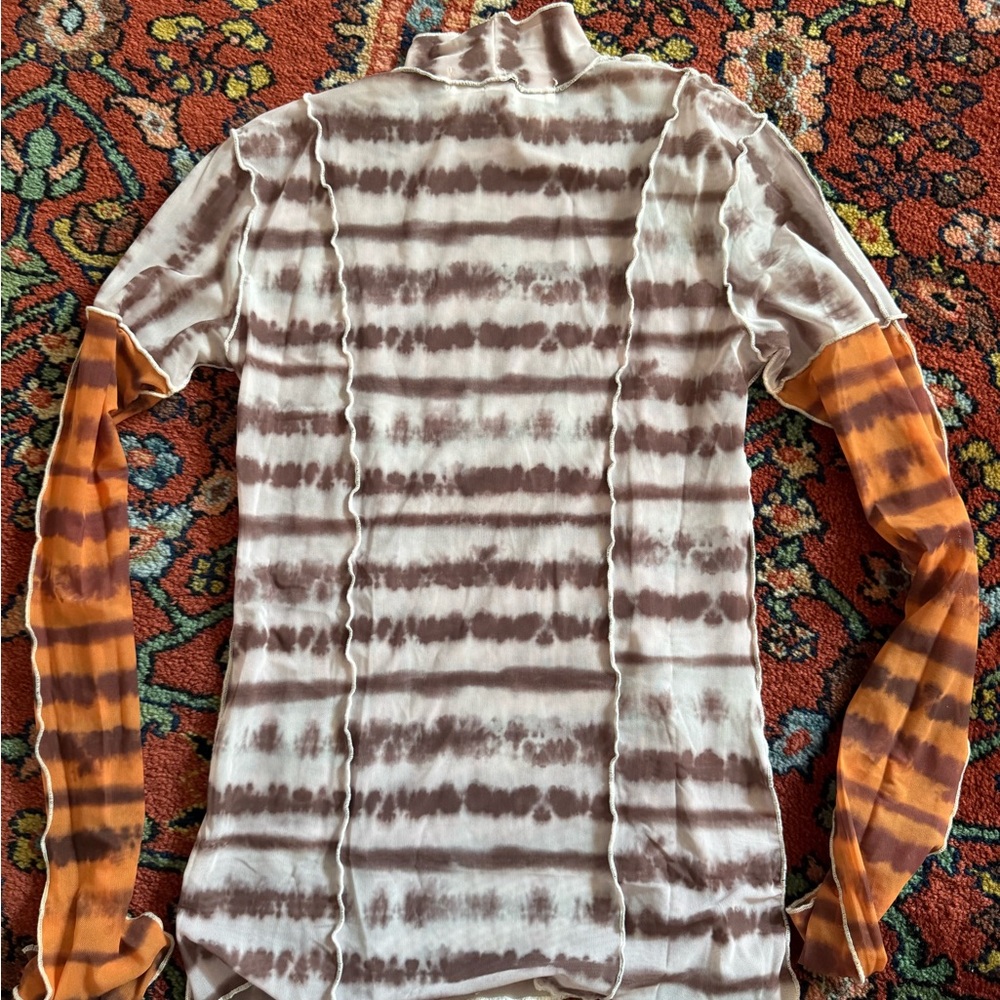 Rebellious Rose Striped Long Sleeve Top - Brown and Orange